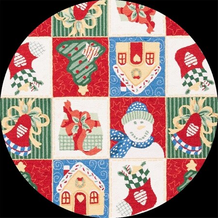 Safavieh 7 x 7 ft. Chelsea Holiday Hand Tufted Round Rug; White & Multi HK274A-7R